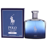 bottle of polo deep blue perfume and box