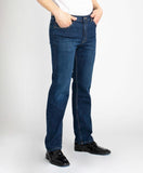 man wearing blue jeans