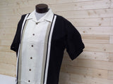 Ivory tan and black panel camp shirt from cellinni at Lil johns big and tall mens fashion