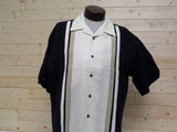 Ivory tan and black panel camp shirt from cellinni at Lil johns big and tall mens fashion