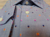 Tallia indigo clipped Dot Sports Shirt for the tall or big man. 100% cotton at lil johns big and tall