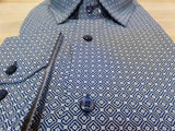 Indigo pattern print Tallia long sleeve sports shirt at lil johns big and tall