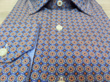 Tallia Big and Tall dress shirt in orange and blue burst print sports shirts at Lil johns big and tall