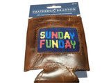 Smathers and Branson quality genuine leather Koozie with a Sunday Funday stitch work in front only at pensacola best mens clothing shop Lil Johns big and tall