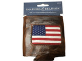 Smathers and Branson quality genuine leather Koozie with a american flag stitch work in front only at pensacola best mens clothing shop Lil Johns big and tall