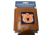 Smathers and Branson quality genuine leather Koozie with a Auburn University logo stitch work in front only at pensacola best mens clothing shop Lil Johns big and tall