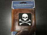 Smathers and Branson quality genuine leather Koozie with a skull and cross bones  stitch work in front only at pensacola best mens clothing shop Lil Johns big and tall
