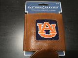 Smathers and Branson quality genuine leather Koozie with a Auburn University logo stitch work in front only at pensacola best mens clothing shop Lil Johns big and tall