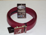 hole less university of alabama role tide buckle on a cardinal red leather belt at lil johns big and tall  