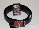 hole less university of alabama role tide buckle on a black leather belt at lil johns big and tall  