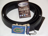 hole less university of Florida Gators buckle on a black leather belt at lil johns big and tall  
